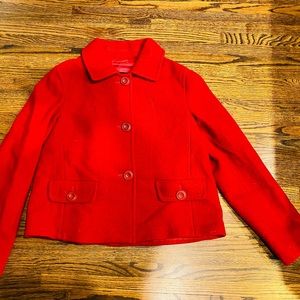 New Max Mara Weekend Boiled Wool Button Front Jacket in Red Size 10 Retail $350